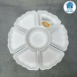Bộ bát đĩa mặt trời nhựa trắng trơn cúng gia tiên