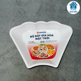 Bộ bát đĩa mặt trời nhựa trắng trơn cúng gia tiên