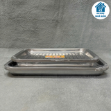 Khay inox 2 lớp, khay inox kép để thực phẩm, ấm chén size 22 x 32 cm, 27 x 36 cm