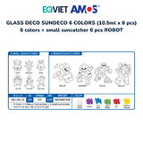 GLASS DECO SUNDECO 6 COLORS (10.5ml x 6 pcs)6 colors + small suncatcher 6 pcs ROBOT