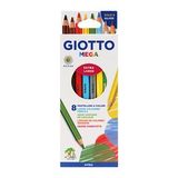 Hộp bút Chì 8 màu thân to bự GIOTTO MEGA, thương hiệu Ý, NK từ Châu Âu