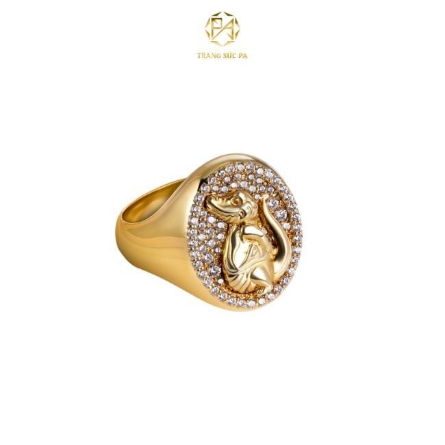 Nhẫn Signet Cá Sấu Bạc Cao Cấp