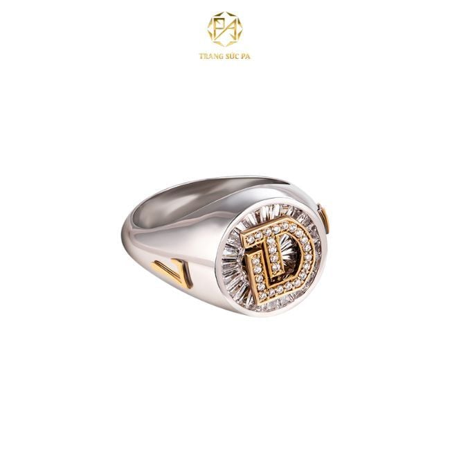 Nhẫn Signet Chữ Full Đá - Bạc Cao Cấp