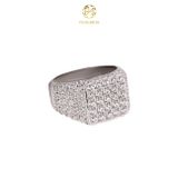Nhẫn Signet Bạc Cao Cấp Vuông Full Đá