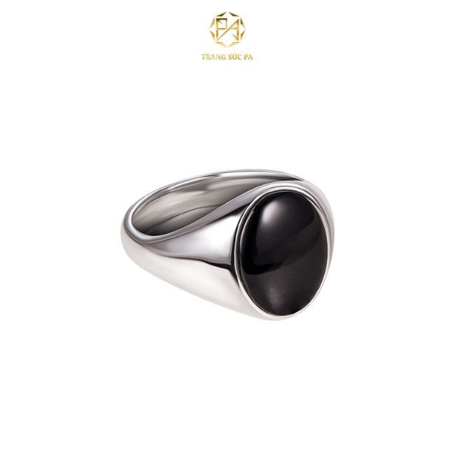 Nhân Signet Oval Đen Bạc Cao Cấp