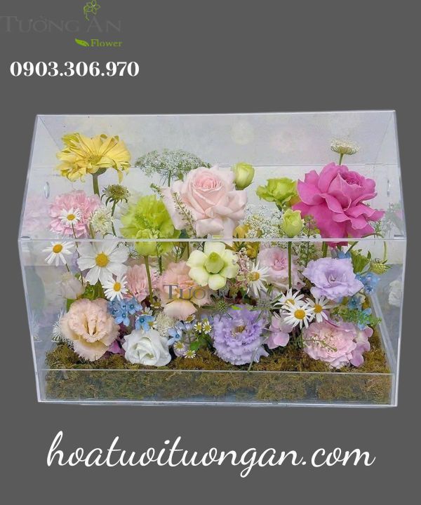 Hộp Hoa Mica Sắc Hoa Tình Yêu - HH1