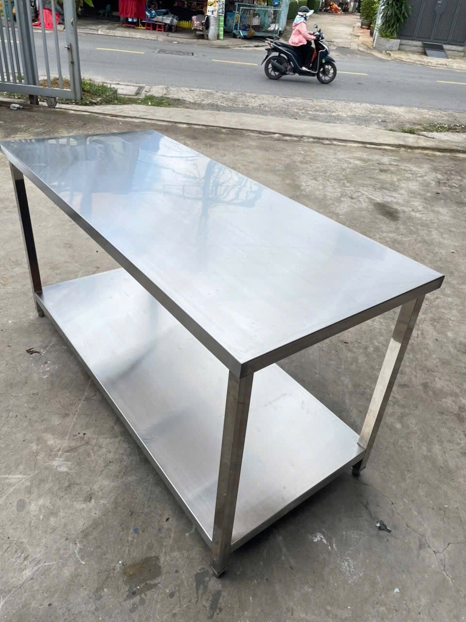  Bàn Inox Chữ Nhật 2 Tầng Đa Năng 