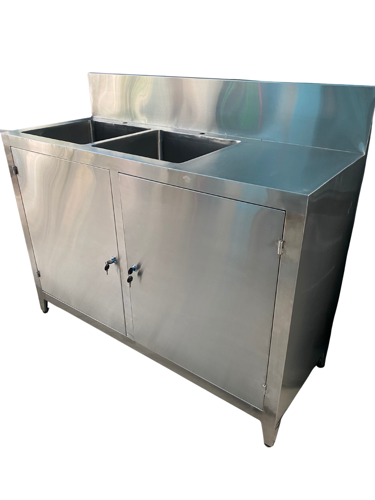  Bồn Rửa Ngâm Dụng Cụ Y Tế 2 Hộc Inox | Bàn Thao Tác Trái Phải | Kích Thước 1300 mm 