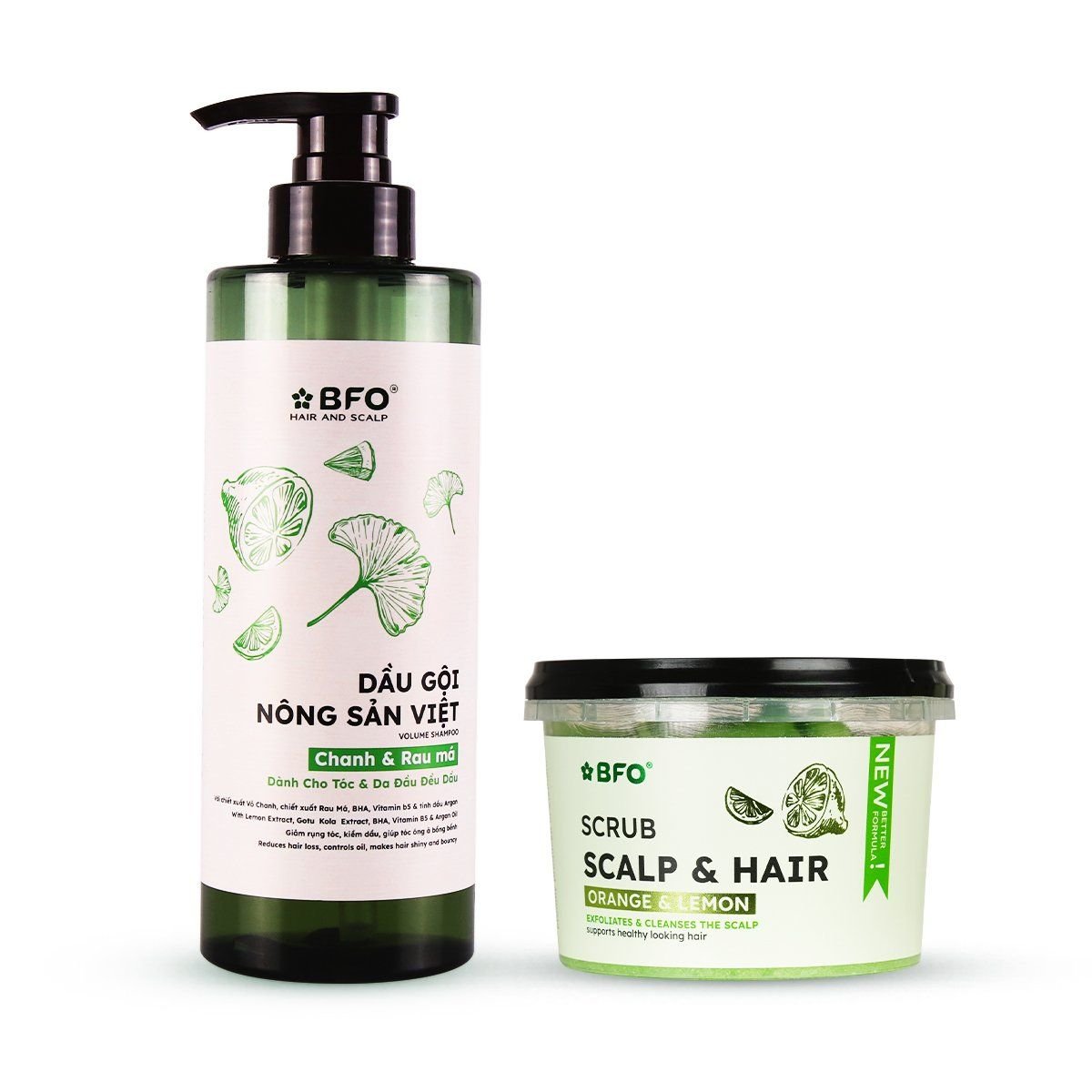 Combo Gội - Tẩy tế bào chết Chanh và Rau má Nông sản Việt