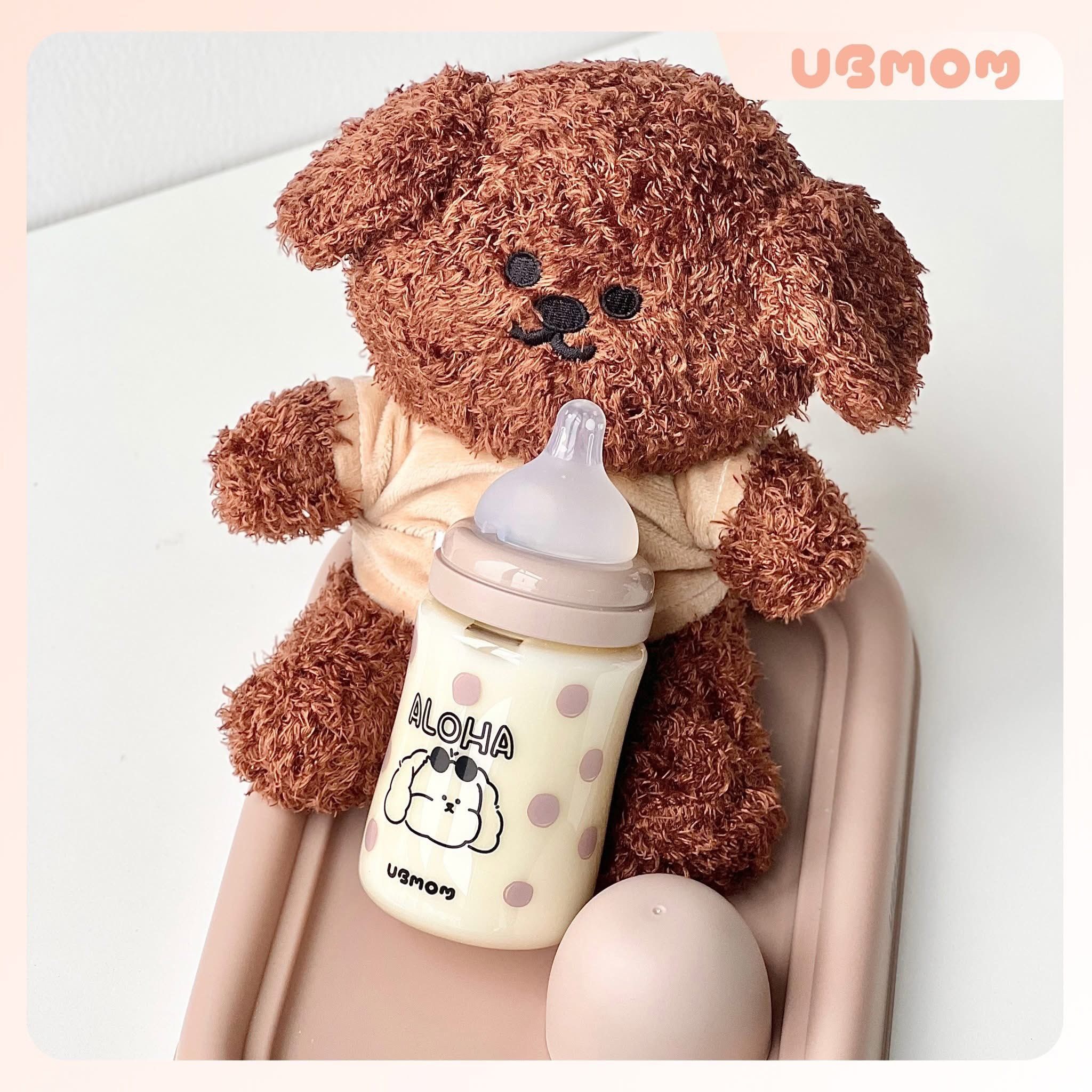 Bình Sữa PPSU Cổ Rộng UBmom Cún Aloha Choco