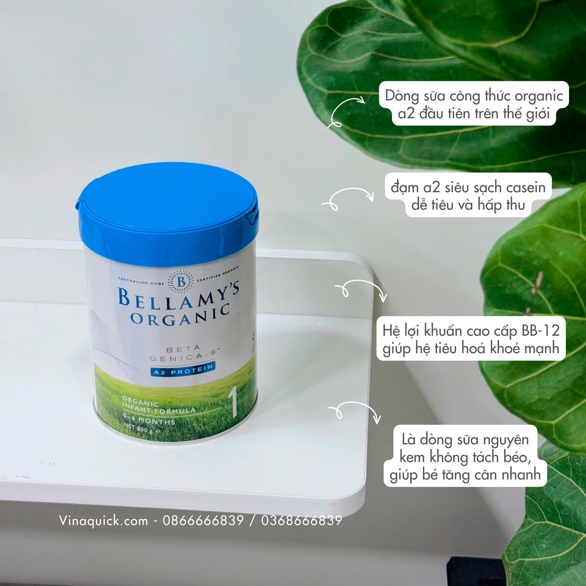 Sữa Bellamy’s A2 Organic Beta Genica-8™ Số 1 (800gr)