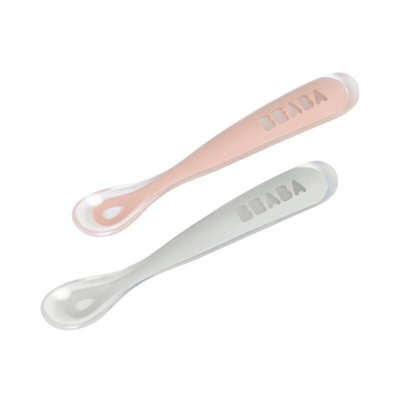 Set 2 Thìa Ăn Dặm Silicone Beaba Cho Bé Từ 4M+