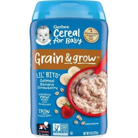 Bột Ăn Dặm Gerber Vị Yến Mạch Chuối Và Dâu Cho Bé Từ 8M+ (227g)