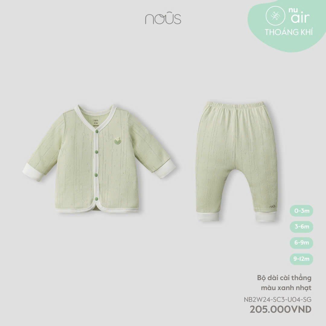 Bộ Tay Dài Nous Cài Thẳng Màu Xanh Nhạt