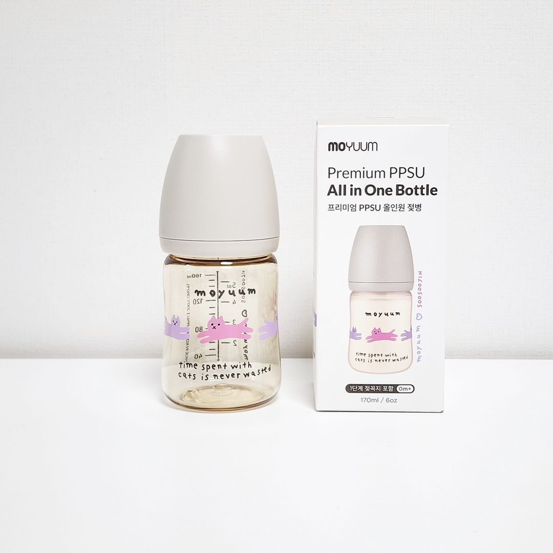 Bình Sữa PPSU Cổ Rộng Moyuum With Cat 170ml