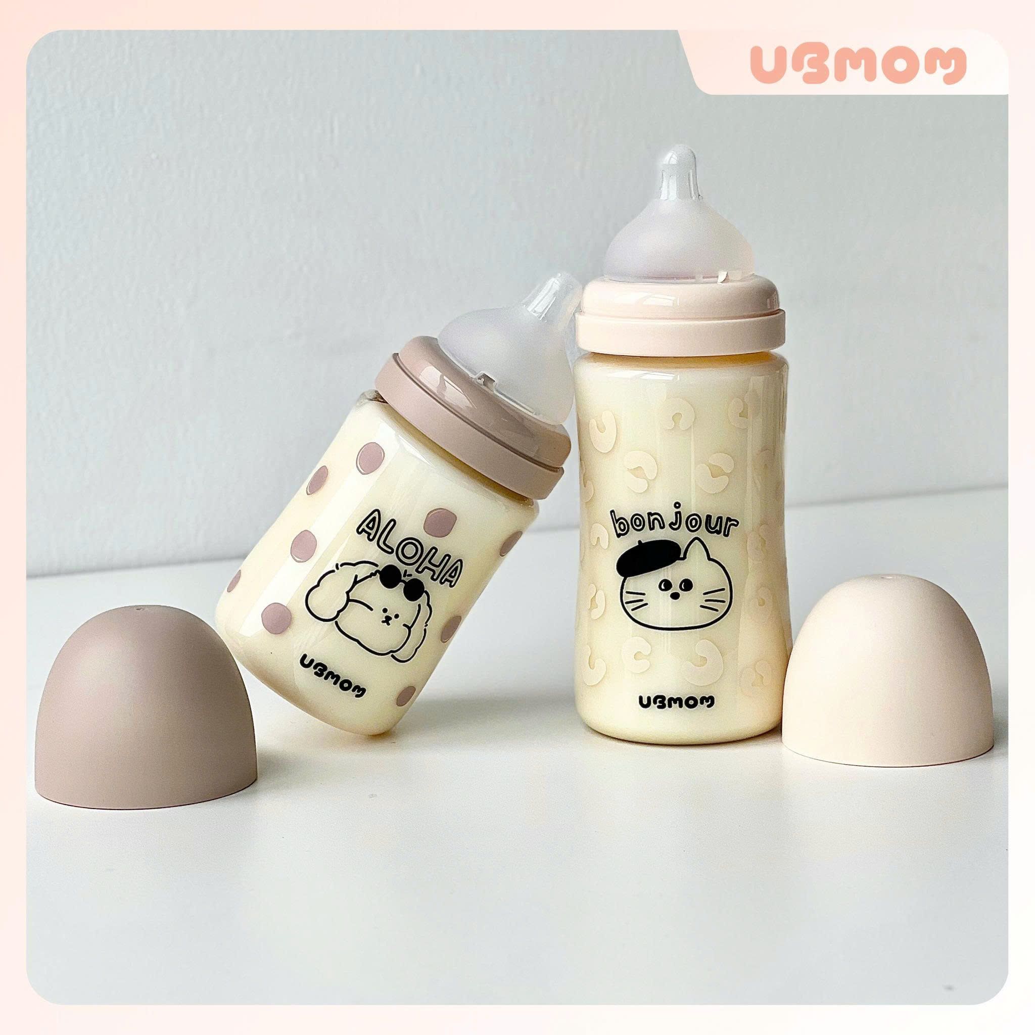Bình Sữa PPSU Cổ Rộng UBmom Cún Aloha Choco