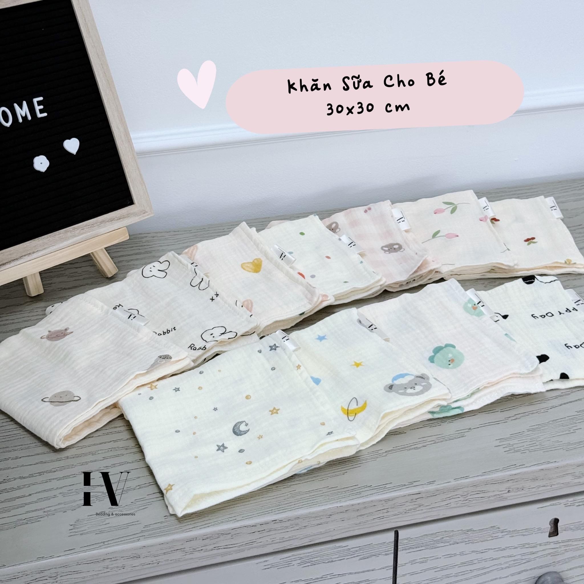 Hộp 4 Khăn Sữa HV Bedding (30x30 cm)