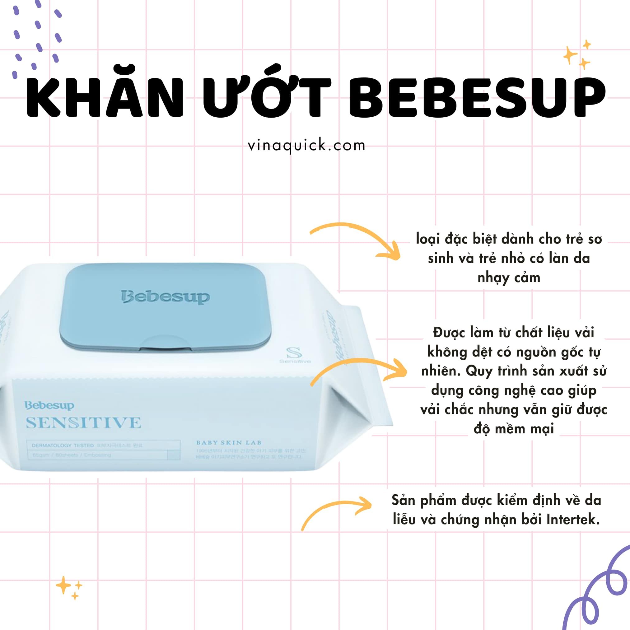 KHĂN ƯỚT BEBESUP SENSITIVE - 80 TỜ