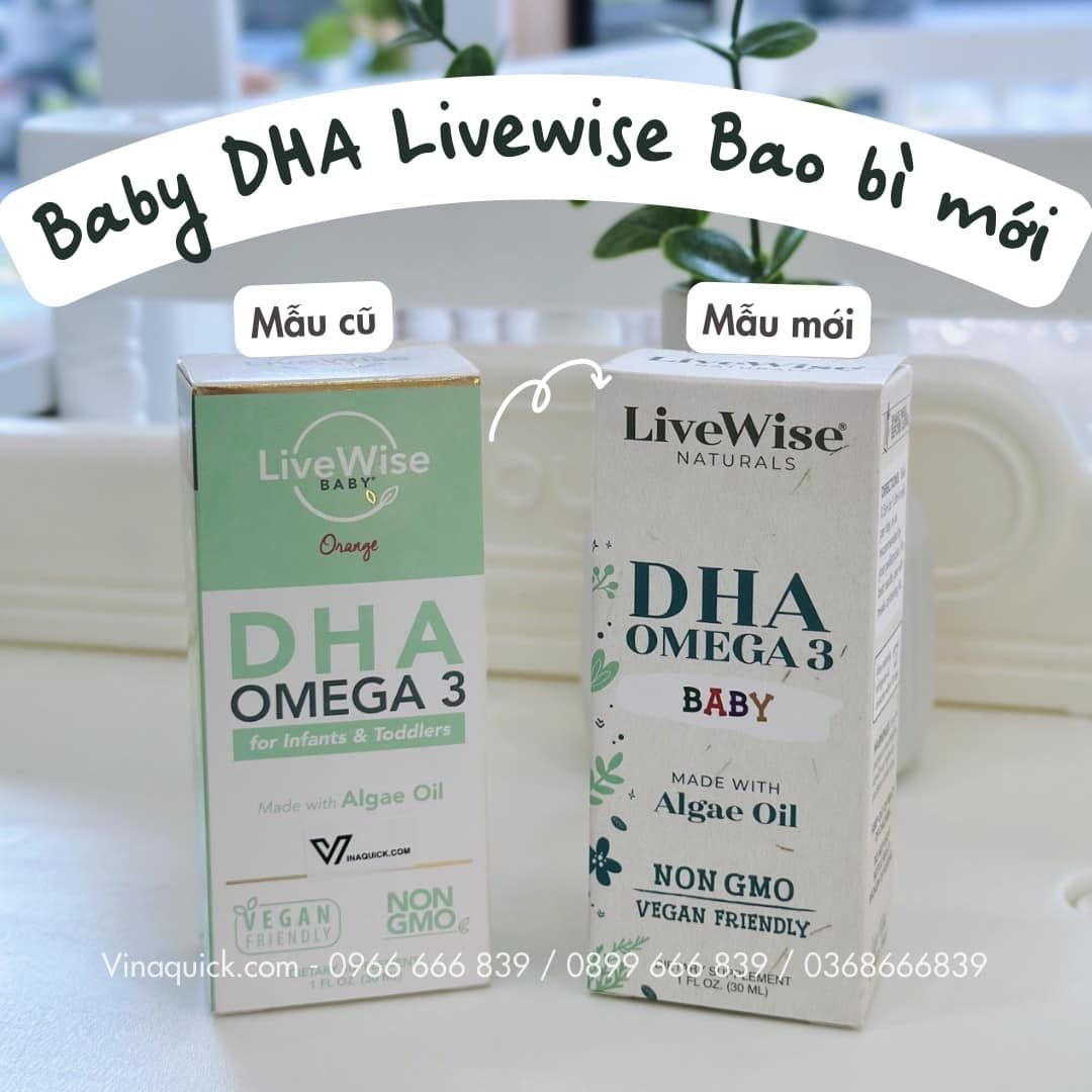 DHA Omega-3 dạng giọt LiveWise Baby vị cam 30ml (0-2y)
