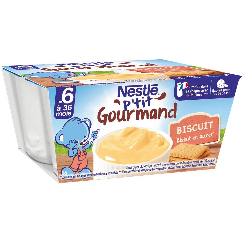 Váng Sữa Nestlé P'tit Gourmand Vị Biscuit Cho Bé Từ 6M+