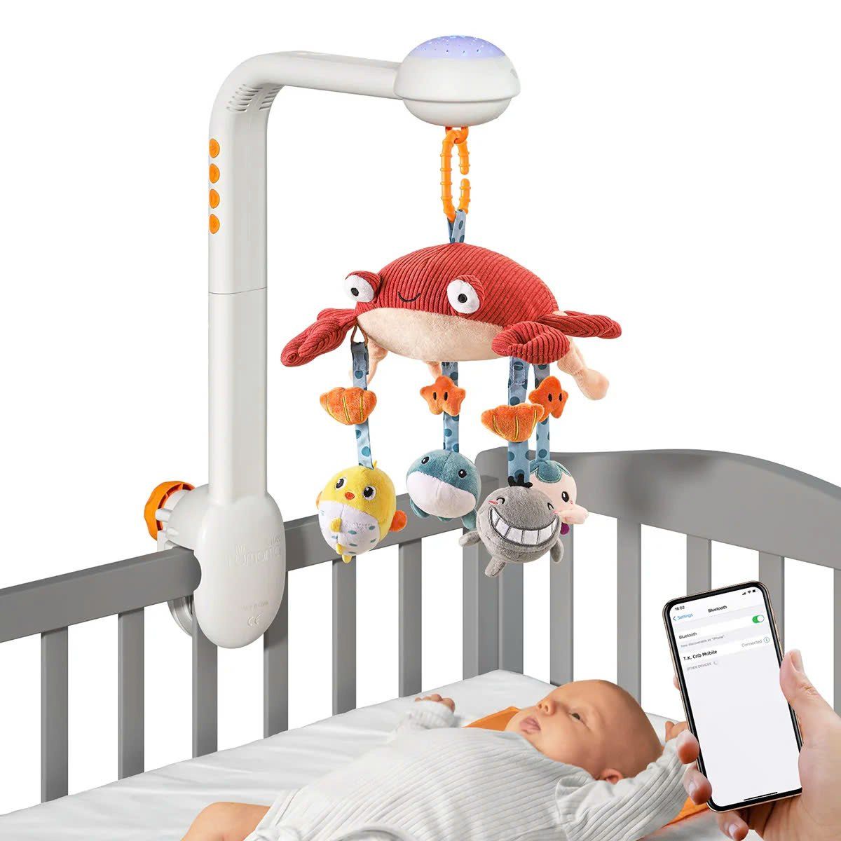 Đồ Chơi Treo Nôi Tumama Kids Bluetooth Thú Bông Cua Có Đèn Và Nhạc