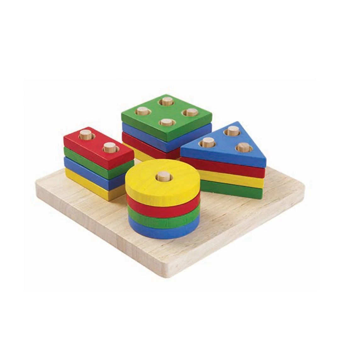 Đồ Chơi Gỗ PlanToys Phân Loại Hình Khối Geometric Sorting Board Cho Bé 2Y+