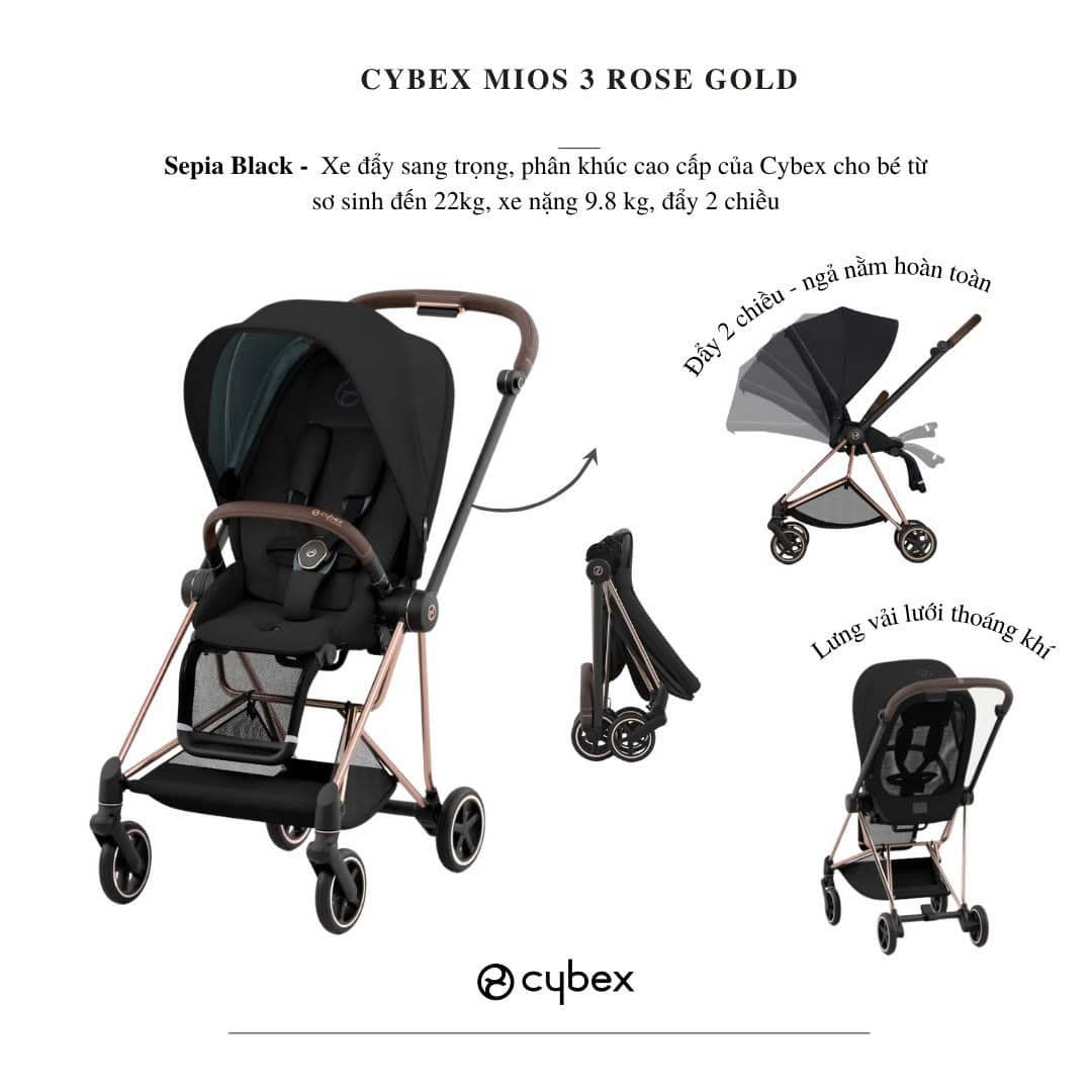 XE ĐẨY CYBEX MIOS 3 - ROSE GOLD / SEPIA BLACK