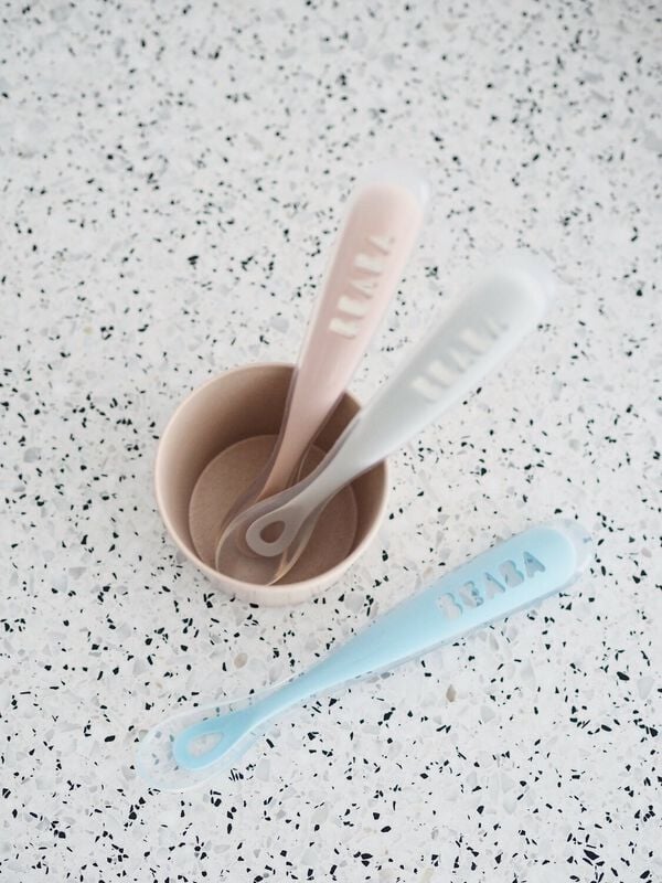 Set 2 Thìa Ăn Dặm Silicone Beaba Cho Bé Từ 4M+
