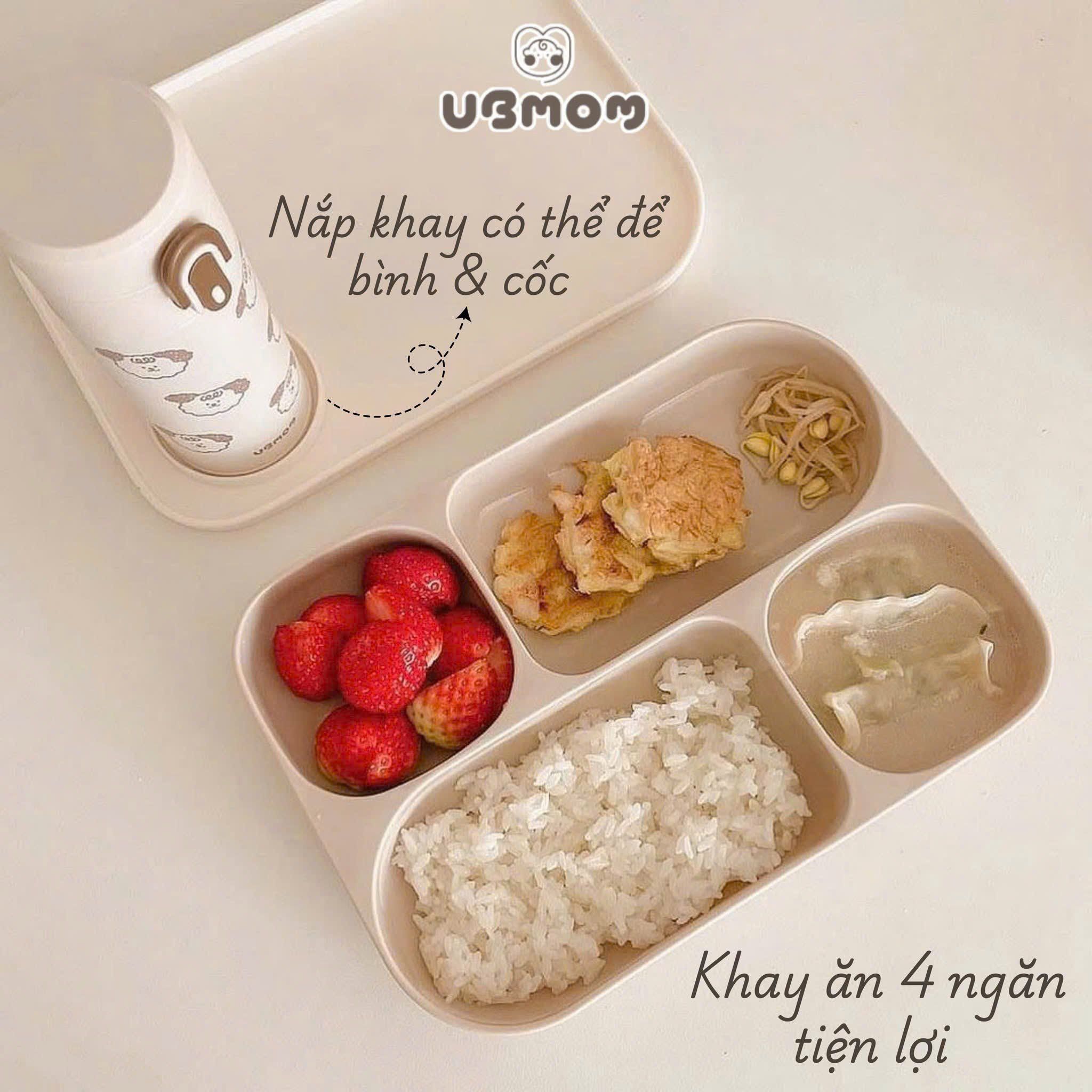 Set Khay Ăn Dặm Kèm 3 Cốc Ubmom