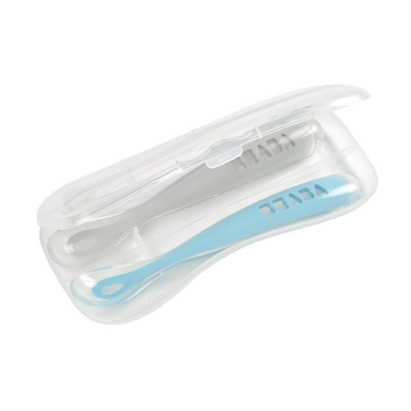 Set 2 Thìa Ăn Dặm Silicone Beaba Cho Bé Từ 4M+