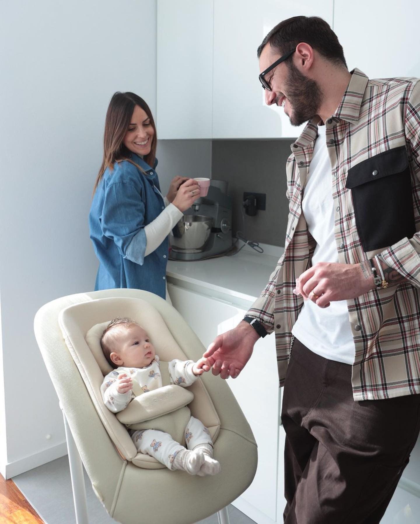 Ghế Rung Cybex Lemo - Màu Canvas White/Chân ghế Suede Grey