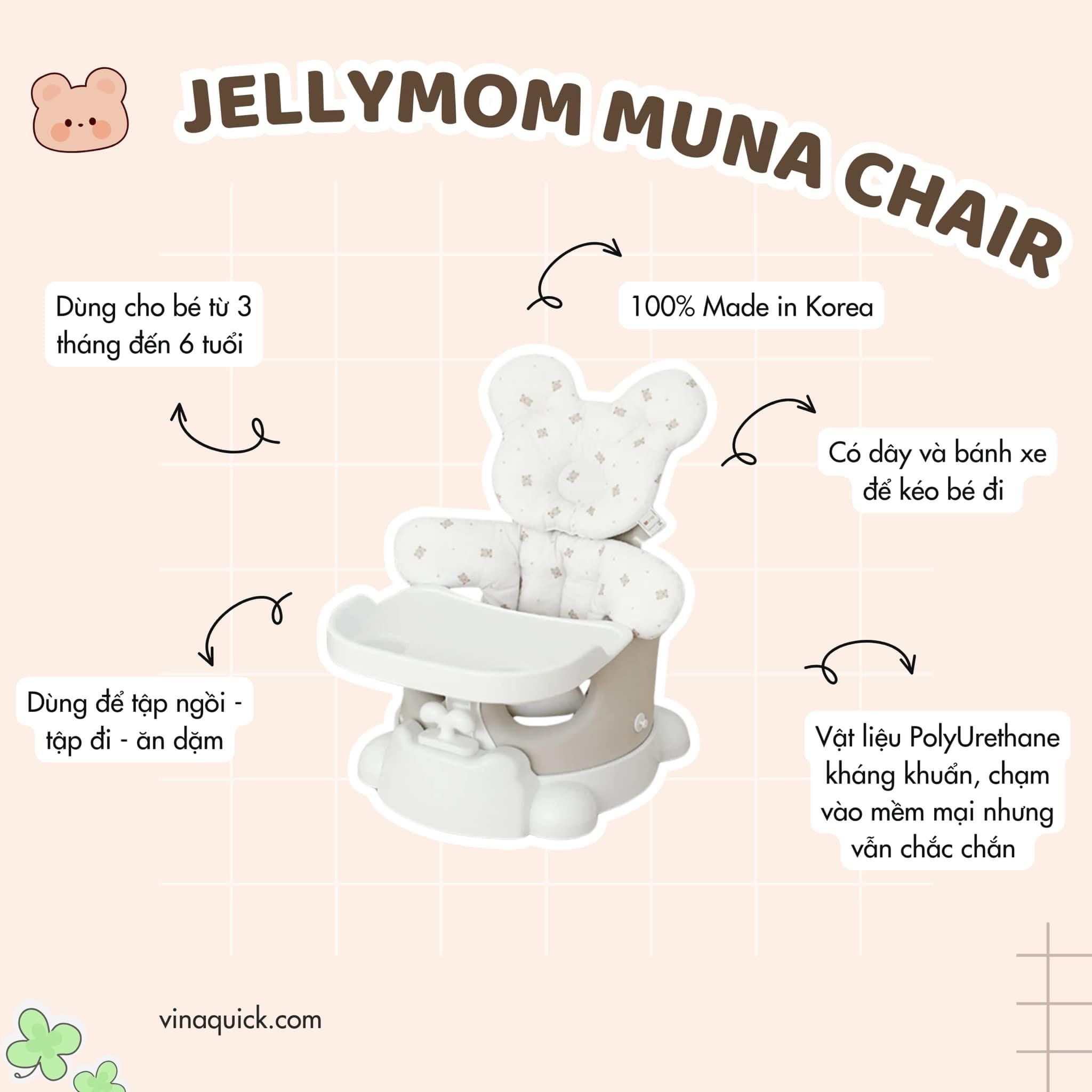 GHẾ ĂN DẶM MUNA JELLYMOM - HỌA TIẾT GẤU