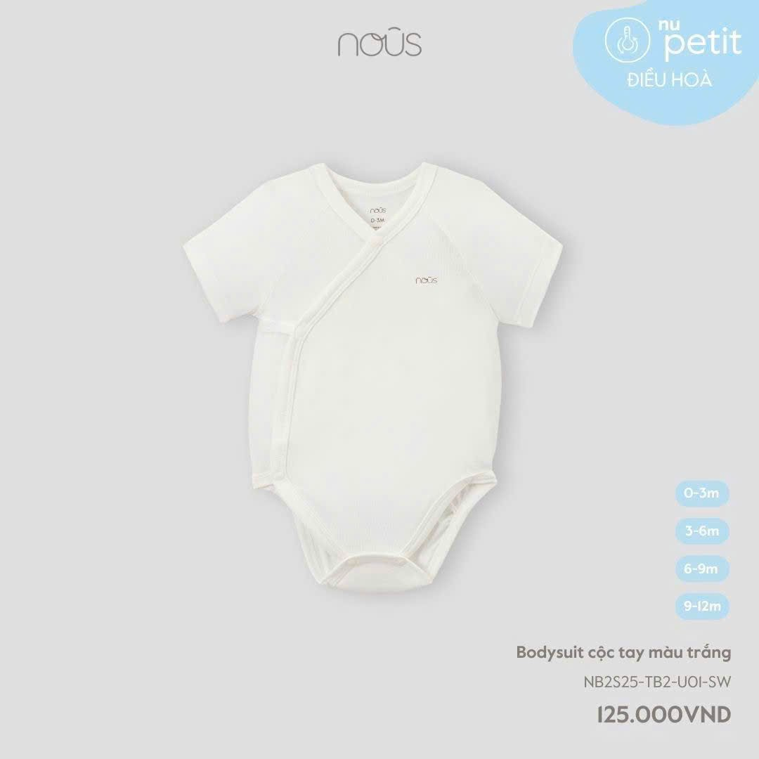 Bodysuit cộc tay màu trắng Nous cho bé
