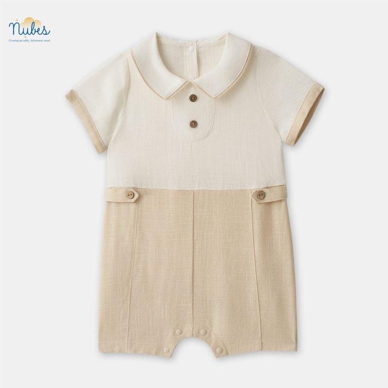 Body suit cộc tay Nubes cho bé trai - Trắng Be