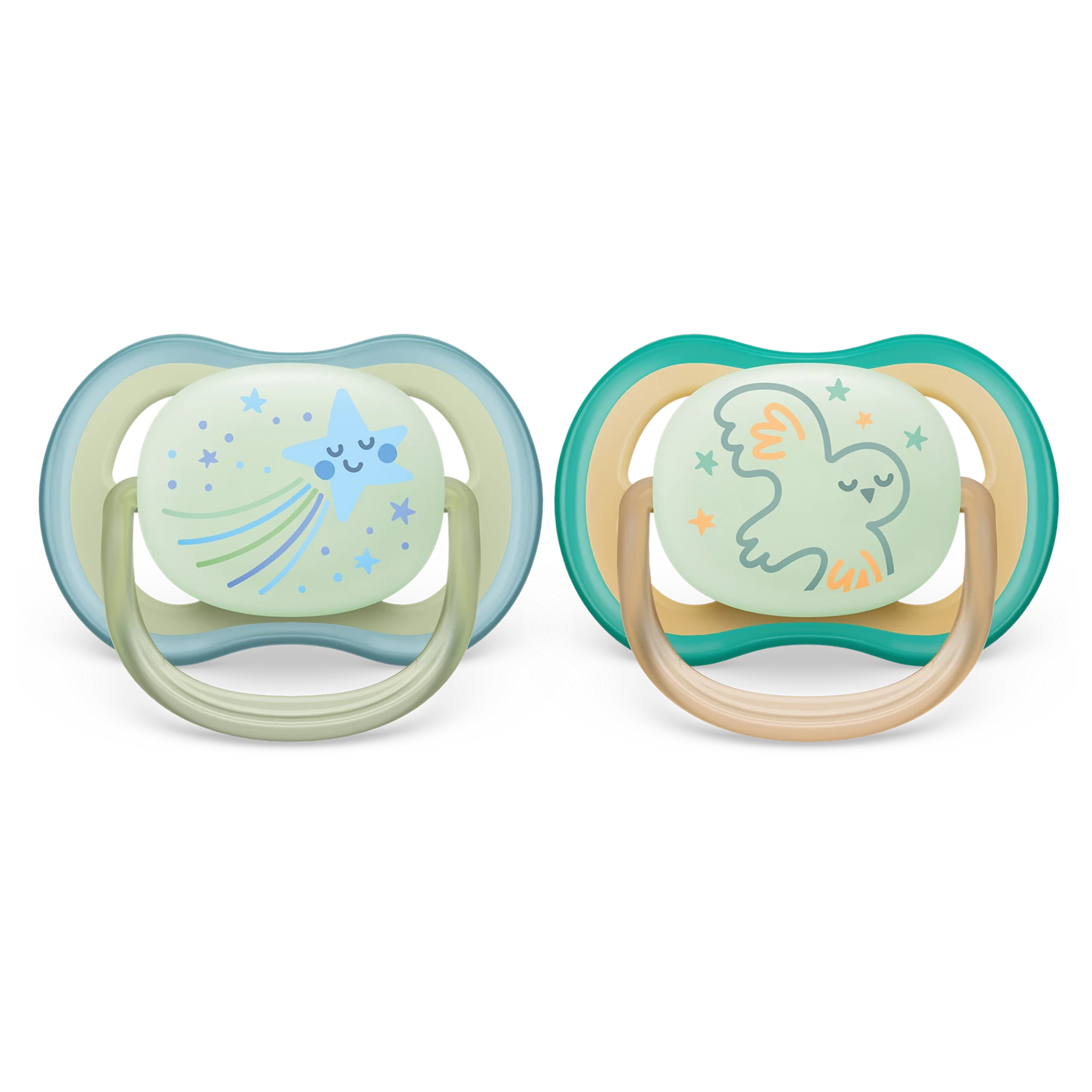 Set 2 Ti Giả Philips Avent Thông Khí Ultra Air Nighttime Phát Quang (0-6M)
