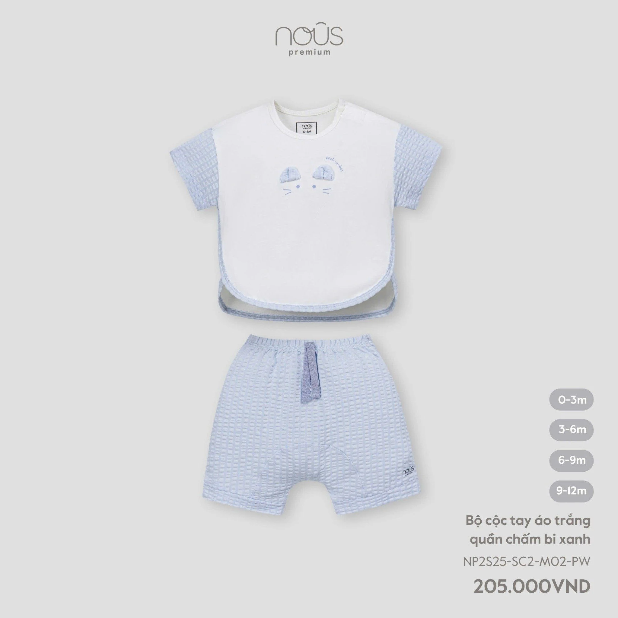 Bộ cộc tay Nous áo trắng quần xanh