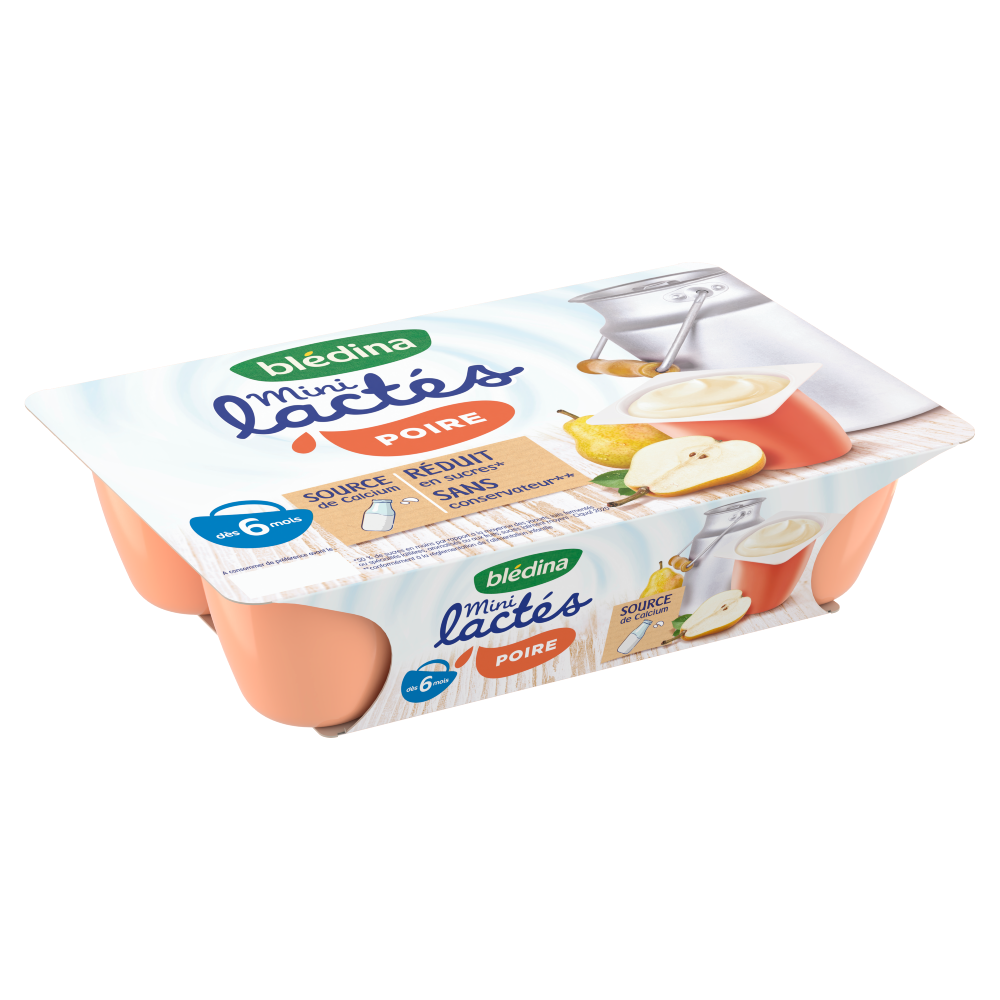 Sữa chua Bledina Mini Lactes vị Lê 6M+ (55g x 6)