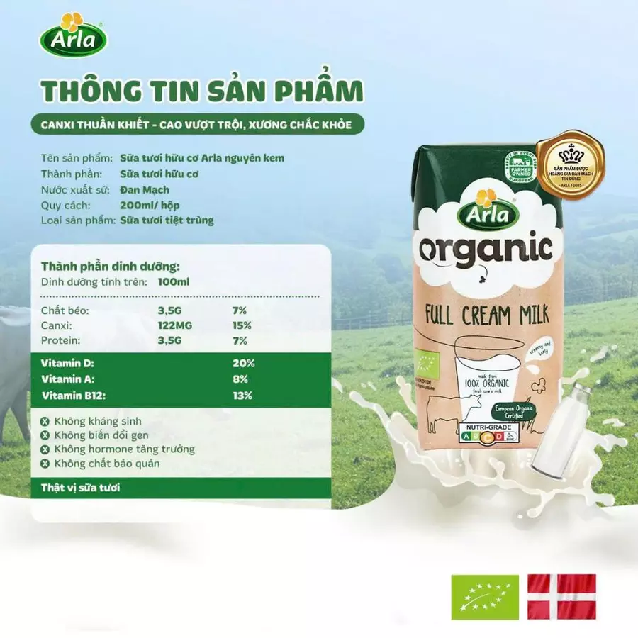 Sữa Tươi Hữu Cơ Arla Nguyên Kem