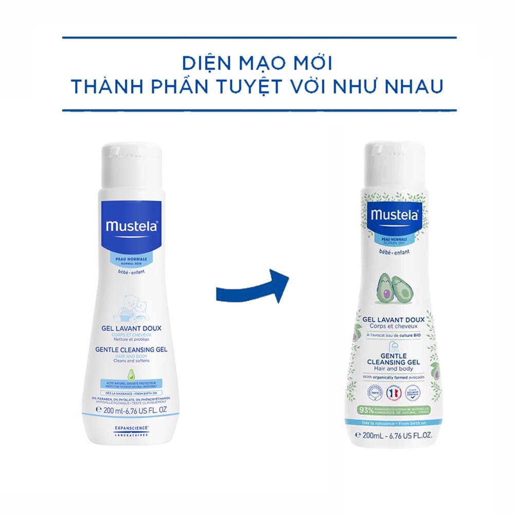 Sữa Tắm Gội Da Thường Mustela Gentle Cleansing Gel 200ml