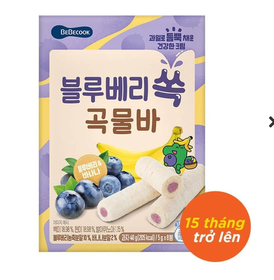 Bánh Cuộn Thanh Ngũ Cốc Bebecook - Vị Việt Quất Chuối 40g