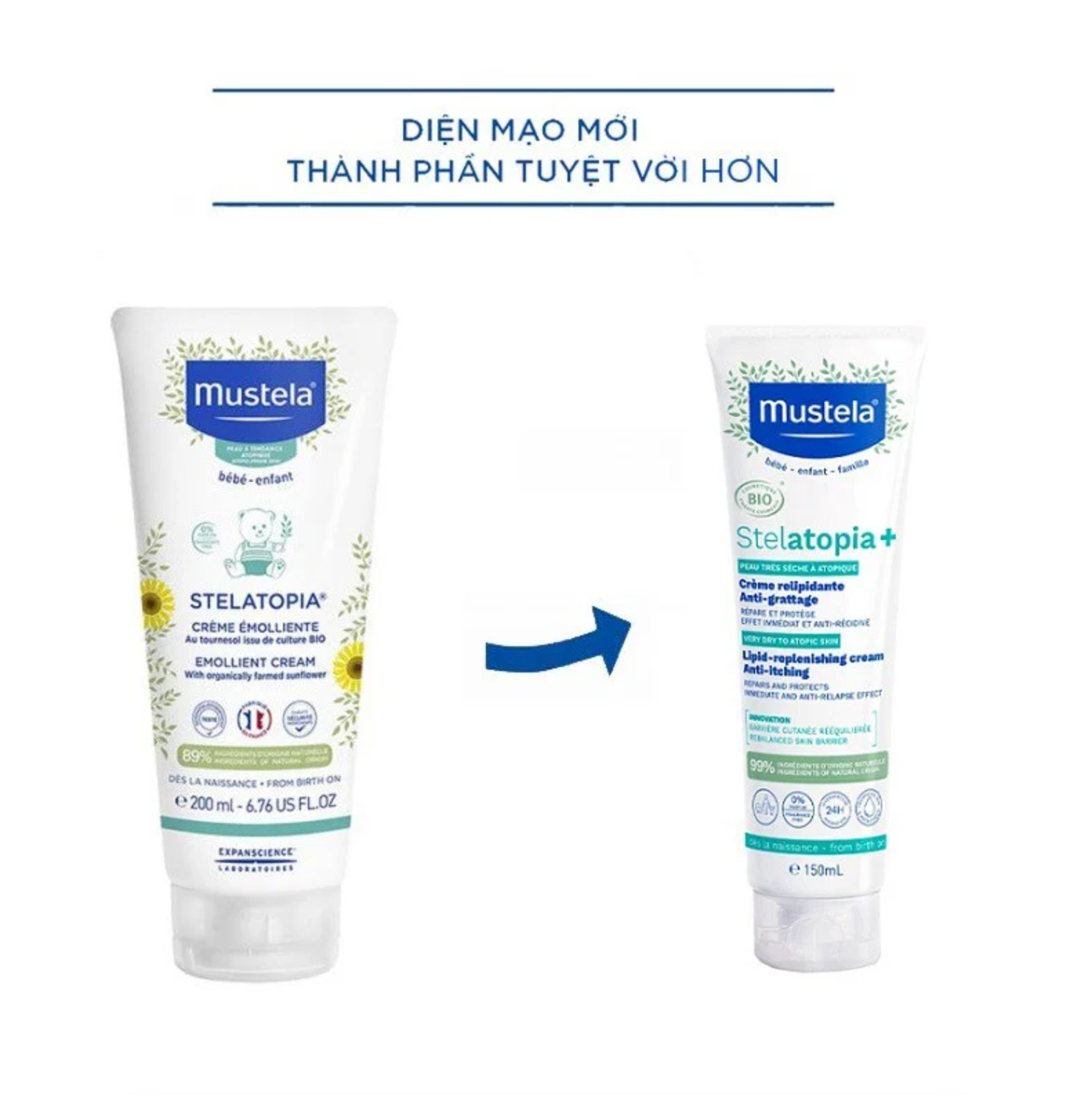 Kem Dưỡng Da Chàm Thể Tạng (Viêm Da Cơ Địa) Cho Trẻ Sơ Sinh, Trẻ Em Và Mẹ Bầu Mustela Stelatopia+ Lipid-Replenishing Cream 150ml (Mới)