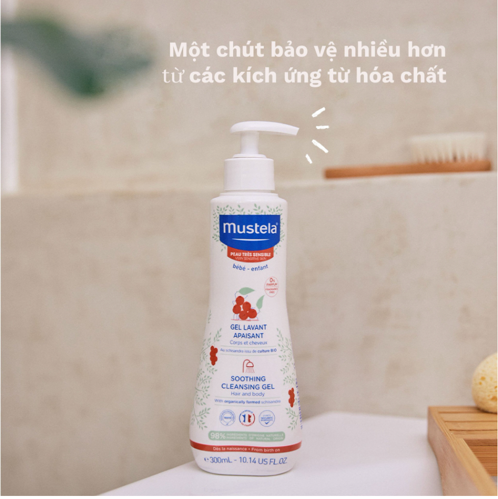 Sữa Tắm Gội Da Rất Nhạy Cảm Mustela Soothing Cleansing Gel 300ml