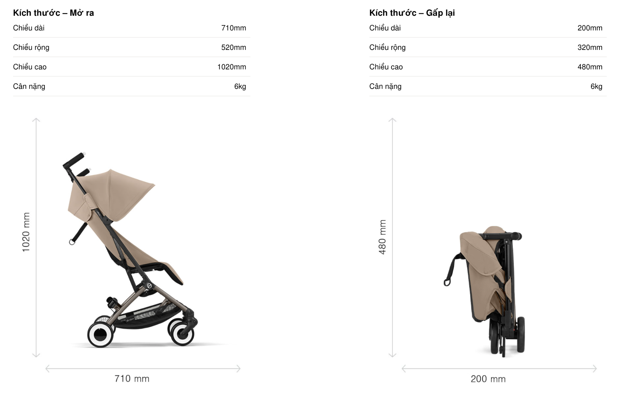Xe Đẩy Gấp Gọn Cybex Libelle TPE - Màu Almond Beige
