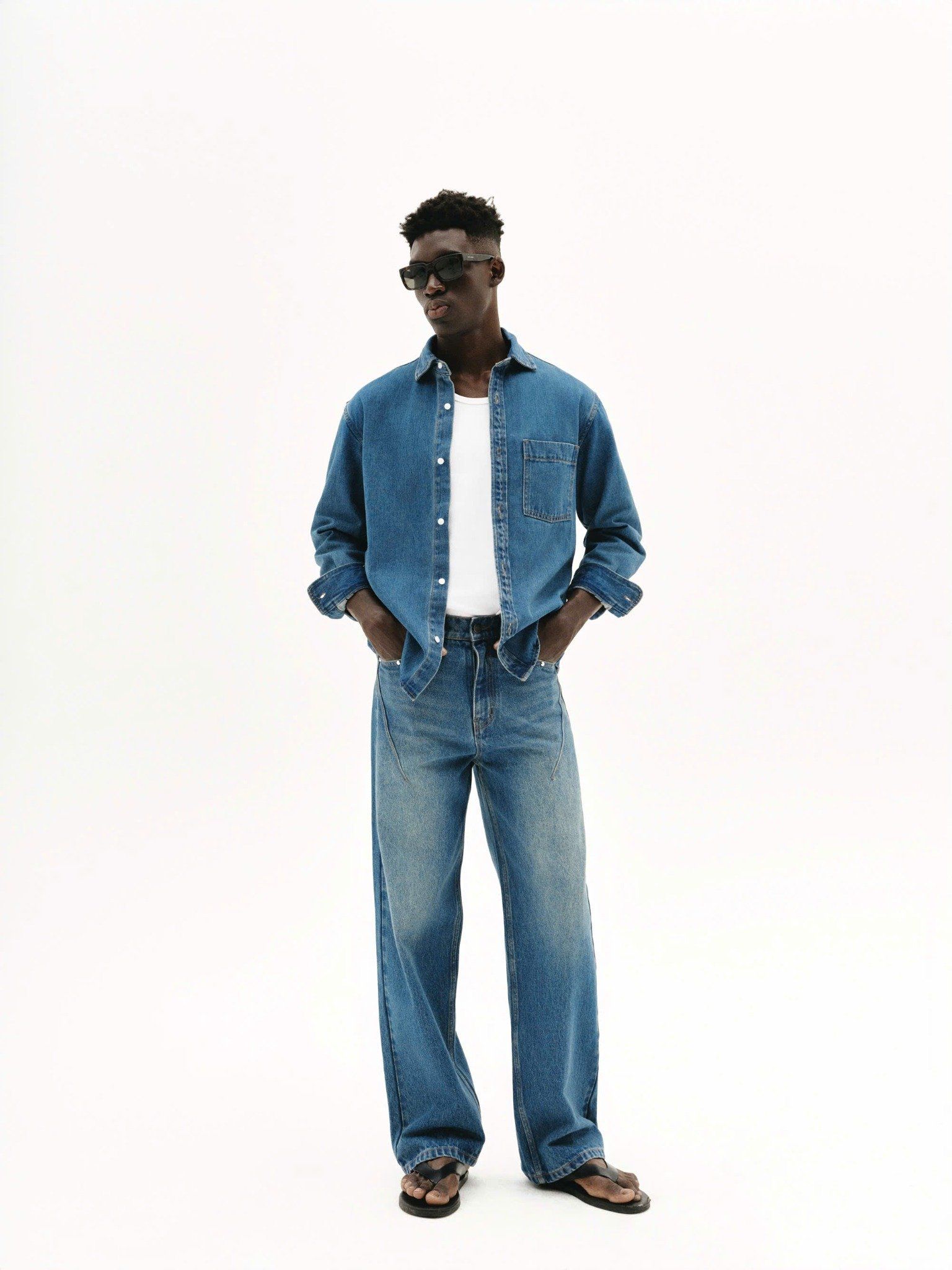 MAVERIK® BUTTON WASHED DENIM SHIRT ( INDIGO BLUE )