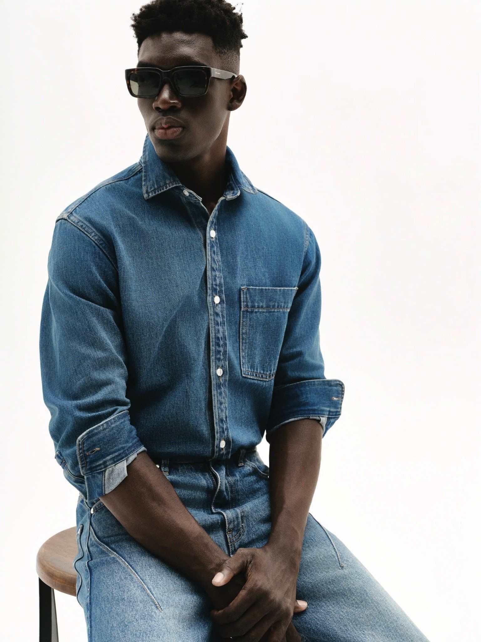 MAVERIK® BUTTON WASHED DENIM SHIRT ( INDIGO BLUE )