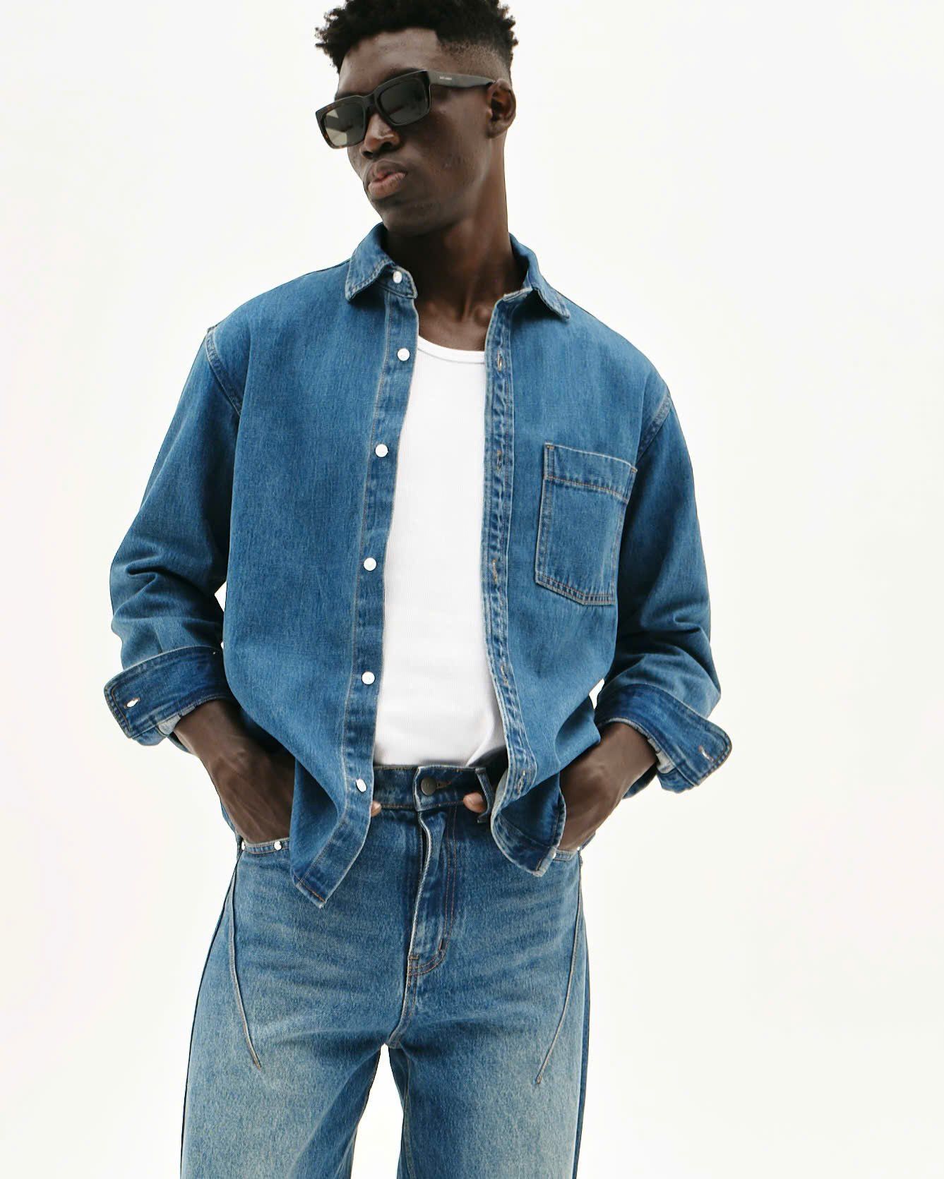 MAVERIK® BUTTON WASHED DENIM SHIRT ( INDIGO BLUE )