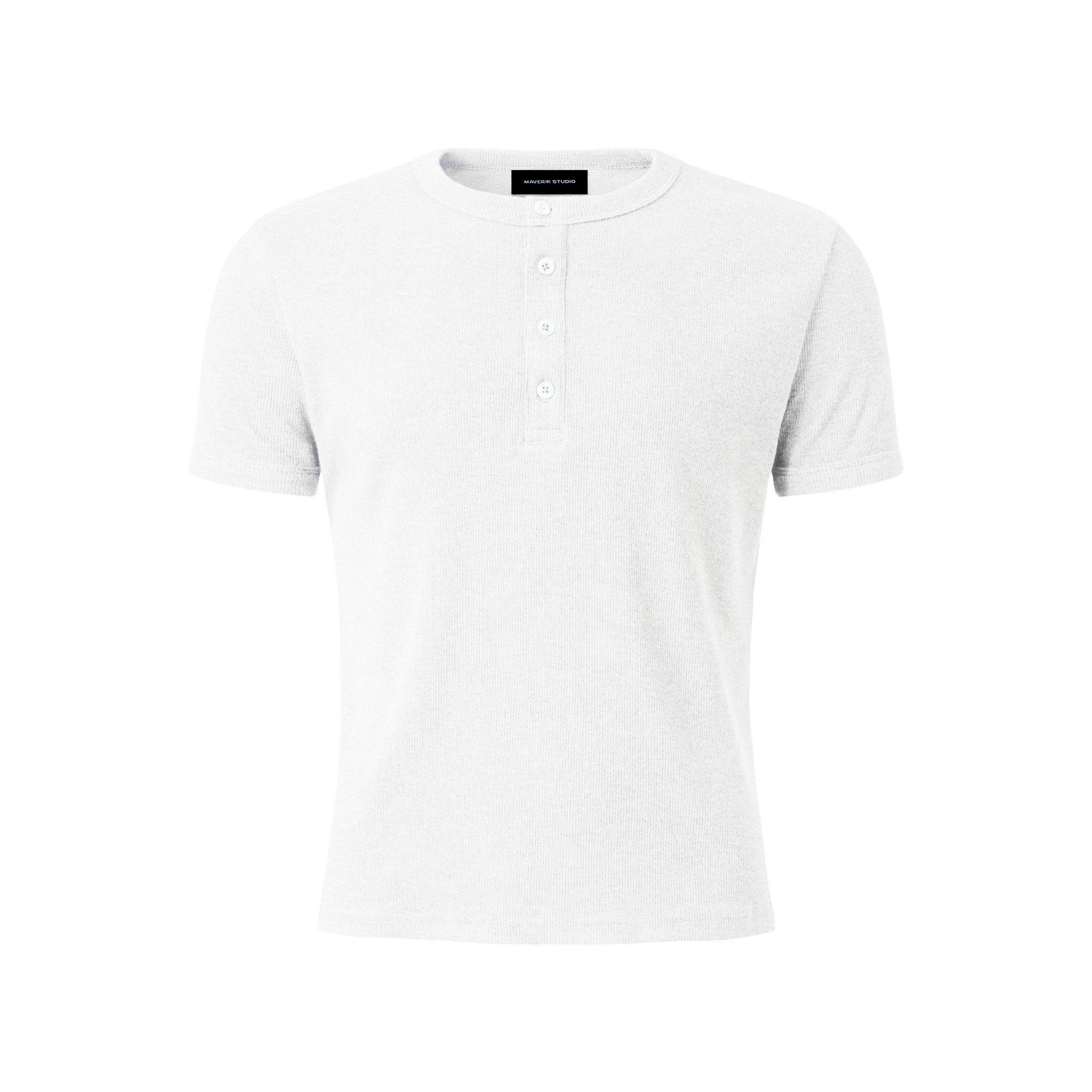 MAVERIK® BUTTON RIB SLIM FIT T-SHIRT ( WHITE )