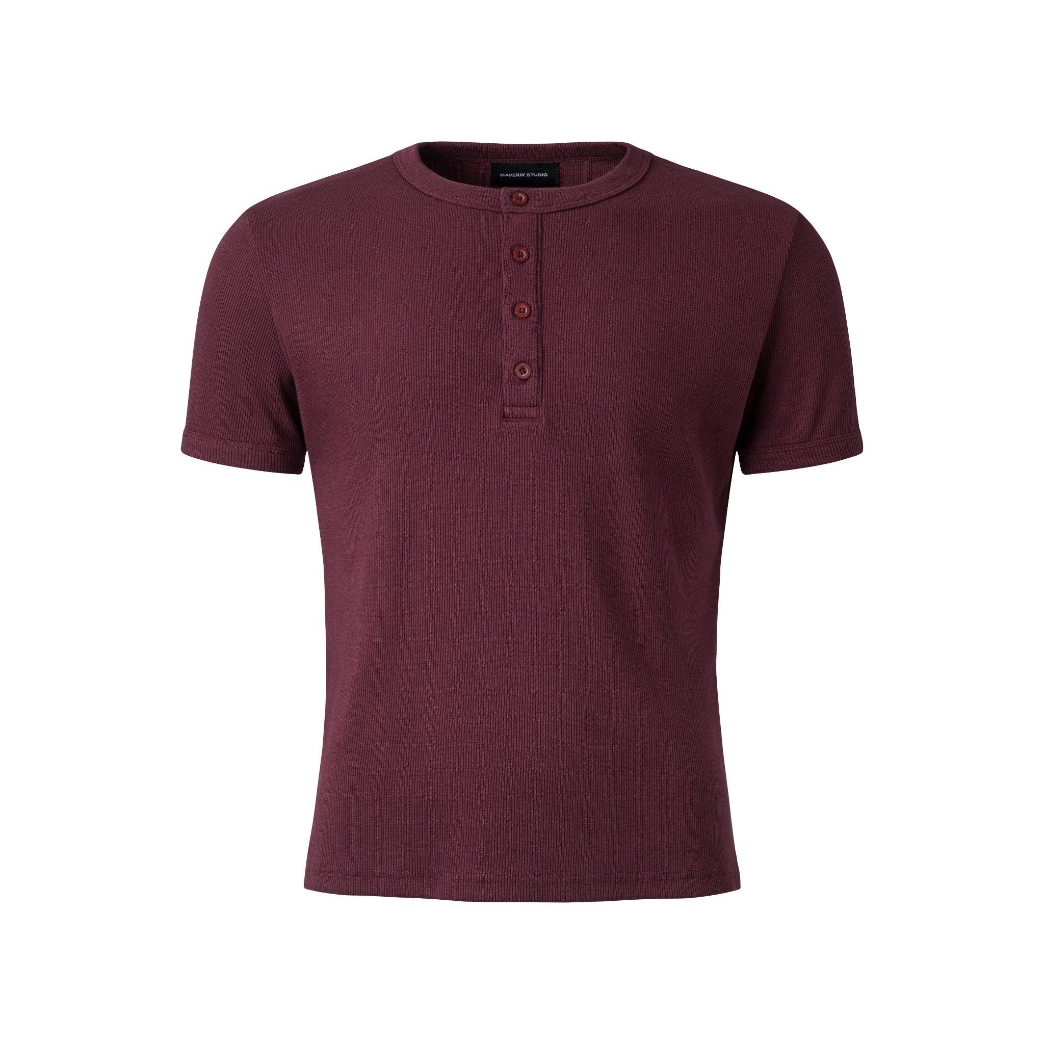 MAVERIK® BUTTON RIB SLIM FIT T-SHIRT ( BURGUNDY )