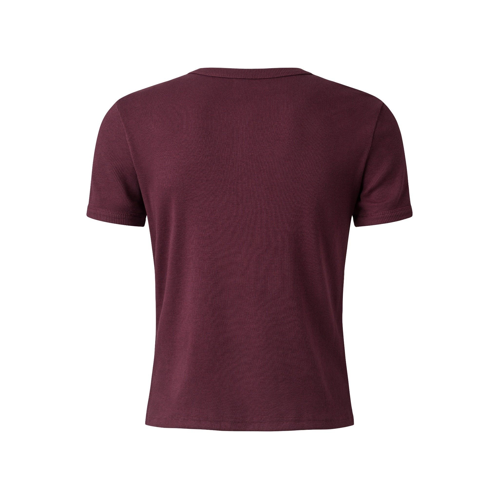 MAVERIK® BUTTON RIB SLIM FIT T-SHIRT ( BURGUNDY )