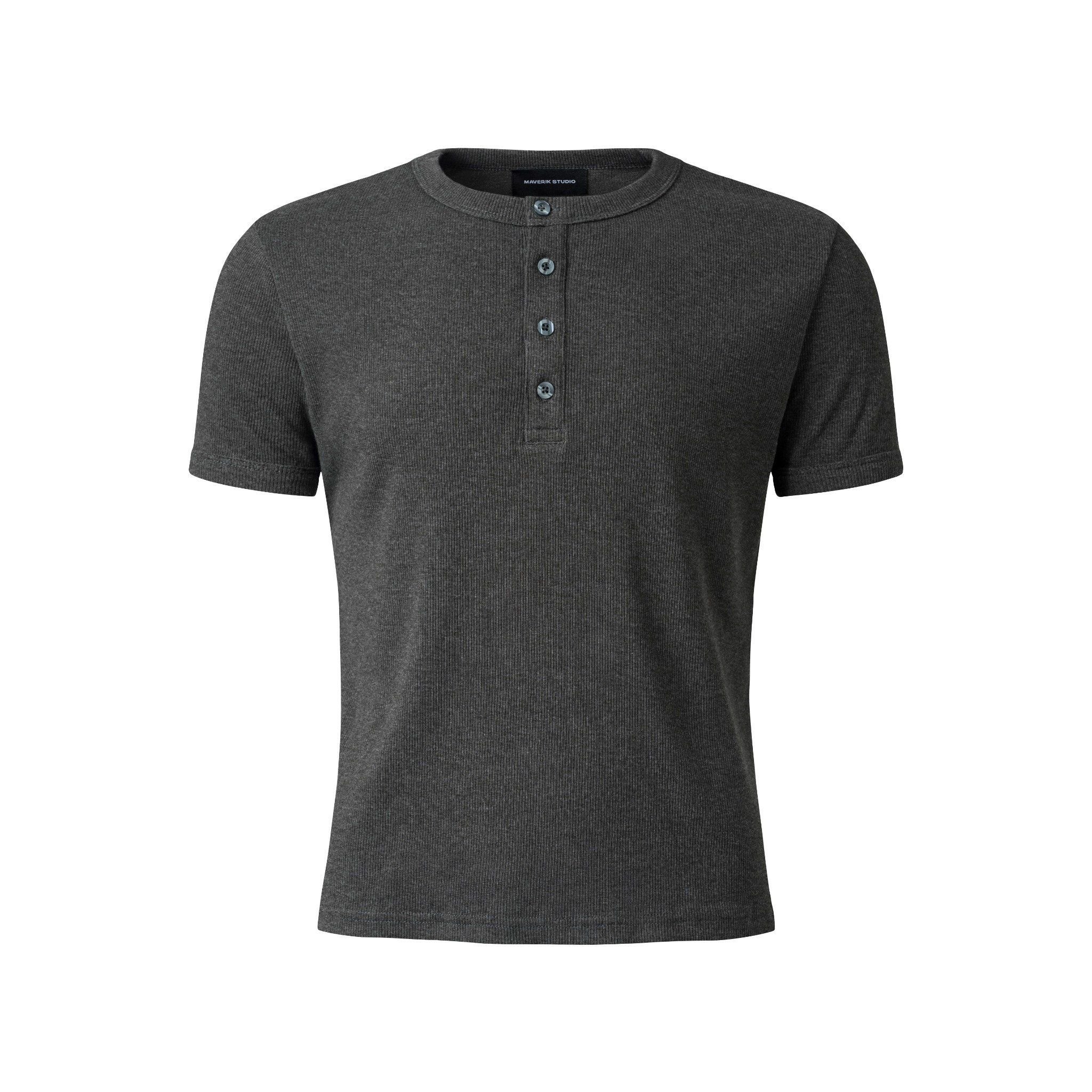 MAVERIK® BUTTON RIB SLIM FIT T-SHIRT ( GREY )